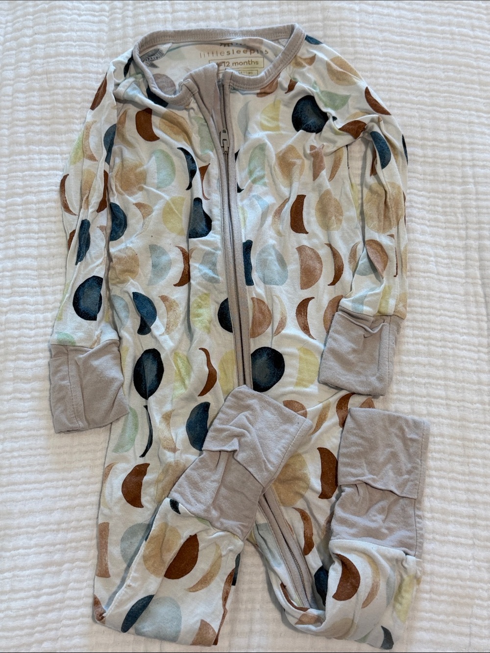 Little Sleepies Cream Romper with Brown Print